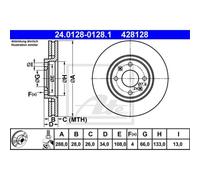 ATE 2X Disco Freno Anteriore 2880 Ventilato Per Citroën C5 II Break RE_ DE_