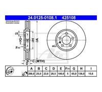 ATE 2X Disco Freno Anteriore 2880 Ventilato Per VW Golf III 1H1 Vento 1H2