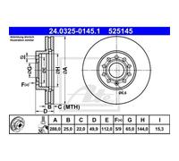 ATE 2X Disco Freno Anteriore 2880 Ventilato Per VW Golf V 1K1 Touran 1T1