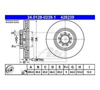 ATE 2X Disco Freno Anteriore 2900 Ventilato Per Iveco Daily IV 24.0128-0239.1