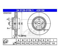 Disco freno ATE 24.0126-0156.1 anteriore, ventilato, 1 Pezzo