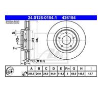 Disco freno ATE 24.0126-0154.1 anteriore, ventilato, 1 Pezzo