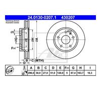 ATE 2x Disco Frontale 2960 Ventilato per Opel Insignia A Caravan