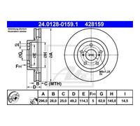 ATE 2X Disco Freno Anteriore 2960 Ventilato Per Toyota Auris _E18_ NRE15_