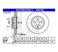 ATE 2X Disco Freno Anteriore Ø300 Ventilato Per Opel Mokka/Mokka X J13 1.4