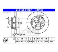 Disco freno ATE 24.0125-0182.1 anteriore, ventilato, 1 Pezzo