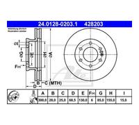 ATE 2X Disco Freno Anteriore 3000 Ventilato Per Mercedes-Benz Sprinter
