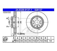 Disco freno ATE Power Disc 24.0328-0137.1, 1 Pezzo