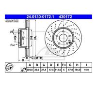 ATE 2X Disco Freno Anteriore 3040 Forato/Interno Per Mercedes-Benz