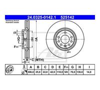 ATE 2X Disco Freno Anteriore 3080 Ventilato Per Opel Adam M13 Corsa E X15