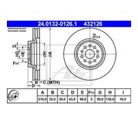 ATE 2X Disco Freno Anteriore 3100 Ventilato Per Citroën C8 EA_ EB_ EA EB