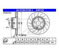 ATE 2X Disco Freno Anteriore 3120 Forato/Interno Per Mercedes-Benz