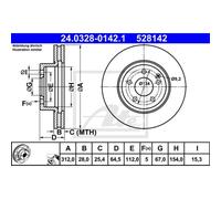 ATE 2X Disco Freno Anteriore 3120 Ventilato Per Mercedes-Benz E-Class