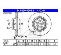 ATE 2X Disco Freno Anteriore 3160 Ventilato Per Subaru Forester SJ_ Legacy