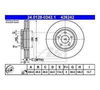 ATE Dischi Freno 24.0128-0242.1 Freni a Disco,Dischi Dei Freni RENAULT,NISSAN,KOLEOS (HY_),Qashqai / Qashqai +2 I (J10, NJ10),JUKE (F15)