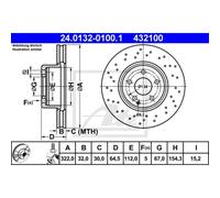 ATE 2X Disco Freno Anteriore 3220 Forato/Interno Per Mercedes-Benz