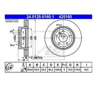 ATE 2X Disco Freno Anteriore 3250 Ventilato Per BMW X3 E83 24.0125-0160.1