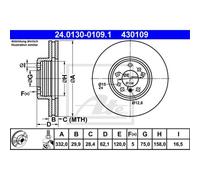 ATE Disco freno 24.0130-0109.1 anteriore, ventilato, altamente carbonizzato, 1 pezzo