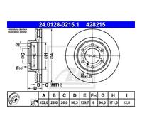 Disco freno ATE 24.0128-0215.1 anteriore, ventilato, 1 Pezzo