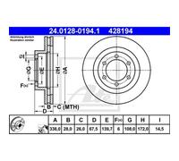 Disco freno ATE 24.0128-0194.1 anteriore, ventilato, 1 Pezzo