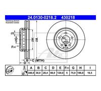 Disco freno ATE 24.0130-0218.2 anteriore, ventilato, altamente carbonizzato, 1 pezzo