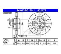 Disco freno ATE 24.0132-0179.1 anteriore, ventilato, altamente carbonizzato, 1 Pezzo
