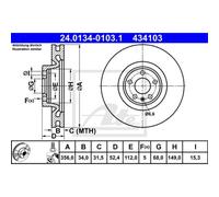 ATE 2X Disco Freno Anteriore 3560 Ventilato Per Audi A6 Avant 4G5 C7 4GD
