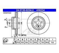 ATE 2X Disco Freno Anteriore 3700 Ventilato Per BMW 3 Serie Touring F31 F30