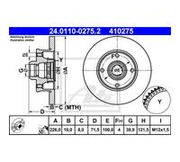 ATE 2X Disco Freno Posteriore 2260 Completo Per VW Golf III 1H1 19E 1G1 1E7