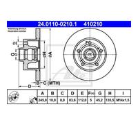 ATE 2X Disco Freno Posteriore 2450 Voll Per Audi A4 8D2 B5 8D5 24.0110-0210.1