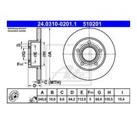 ATE 2X Disco Freno Posteriore 2450 Voll Per VW Passat Variant 3B6 3B5 3B2