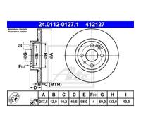 ATE 2X Disco Freno Posteriore 2575 Completo Per Fiat 500 312_ 188_ Lancia