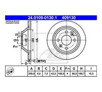 ATE 2X Disco Freno Posteriore 2580 Completo Per Saab 900 I Cabriolet AC4 AM4