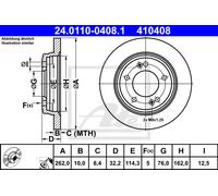 ATE 2x Disco Freno Posteriore Ø262 MM per Hyundai Ioniq Ar 1.6 GDI Hybrid
