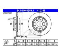 ATE 2X Disco Freno Posteriore 2640 Completo Per Alfa Romeo Giulietta 940 940