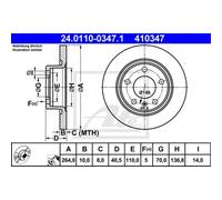 ATE 2X Disco Freno Posteriore 2640 Completo Per Opel Adam M13 Corsa E X15 S07