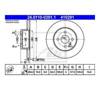 ATE 2X Disco Freno Posteriore 2640 Completo Per Opel Meriva Combo Tour F08 F68