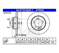 ATE 2x Disco Freno Posteriore 2650 Pieno per Mitsubishi Eclissi I D2_A