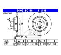 ATE 2x Disco Freno Posteriore 2680 Pieno per Opel Mokka / Mokka X J13 Astra J