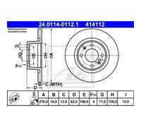 ATE 2X Disco Freno Posteriore 2760 Completo Per Citroën C5 II Break RE_ RC_ RC