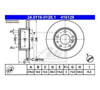ATE 2X Disco Freno Posteriore 2760 Completo Per Iveco Daily III 24.0116-0128.1
