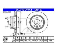 ATE 2x Disco Freno Posteriore 2760 Ventilato per BMW 3er Compatto E46