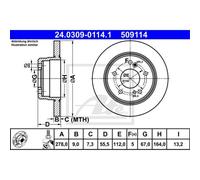 Disco freno ATE Power Disc 24.0309-0114.1, 1 Pezzo