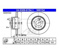 ATE 2X Disco Freno Posteriore 2780 Completo Per Mercedes-Benz W204