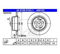 ATE 2X Disco Freno Posteriore 2780 Completo Per Mercedes-Benz SL R129 190 W201