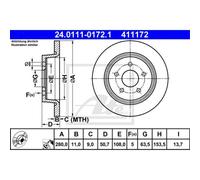ATE 2X Disco Freno Posteriore 2800 Completo Per Ford Kuga II DM2 C-Max DXA/CB7