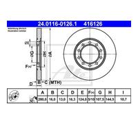ATE 2X Disco Freno Posteriore 2800 Completo Per Ford Transit 24.0116-0126.1