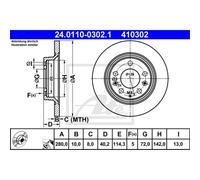 Disco freno ATE 24.0110-0302.1 posteriore, completo, 1 pezzo