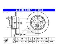 ATE 2X Disco Freno Posteriore 2800 Completo Per MINI Mini Countryman R60 R61