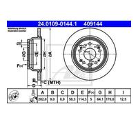 ATE 2X Disco Freno Posteriore 2820 Completo Per Honda CR-V II RD_ 24.0109-0144.1